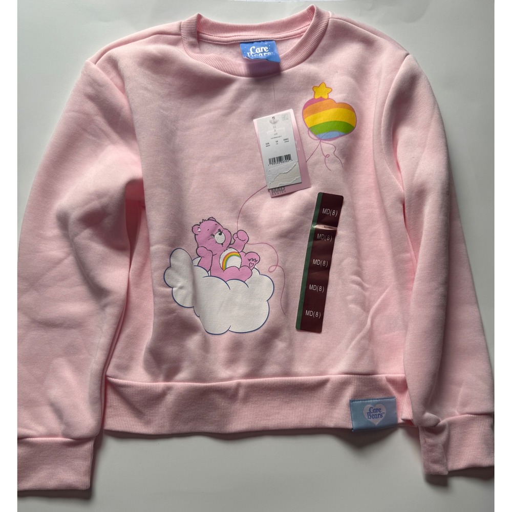 Care Bears Girls Pink Cheer Bear Cloud Graphic Sweatshirt Size M 8 Mad Engine